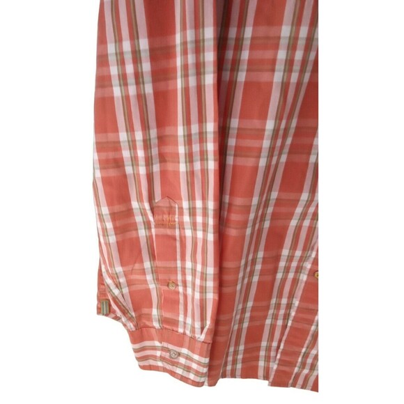 LIFE KHAKI SHIRT SLIM XL BUTTON DOWN POCKETS PLAID ORANGE LONG SLEEVE - Picture 5 of 7